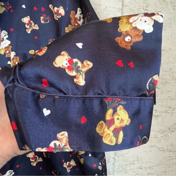 BAXTER & WELLS INTIMATES Satin Nightshirt Nightgown Teddy Bears Large Button Up - Picture 8 of 16